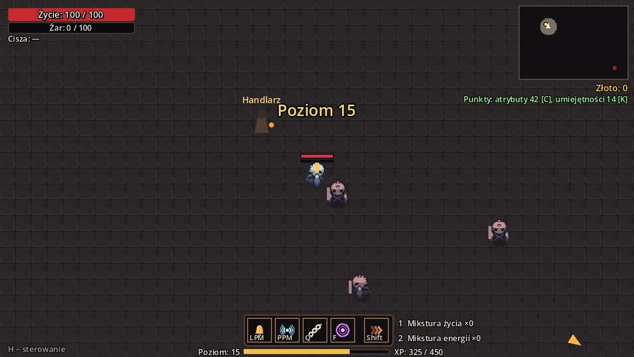 First playable build with simple sprites on a grey tiled floor