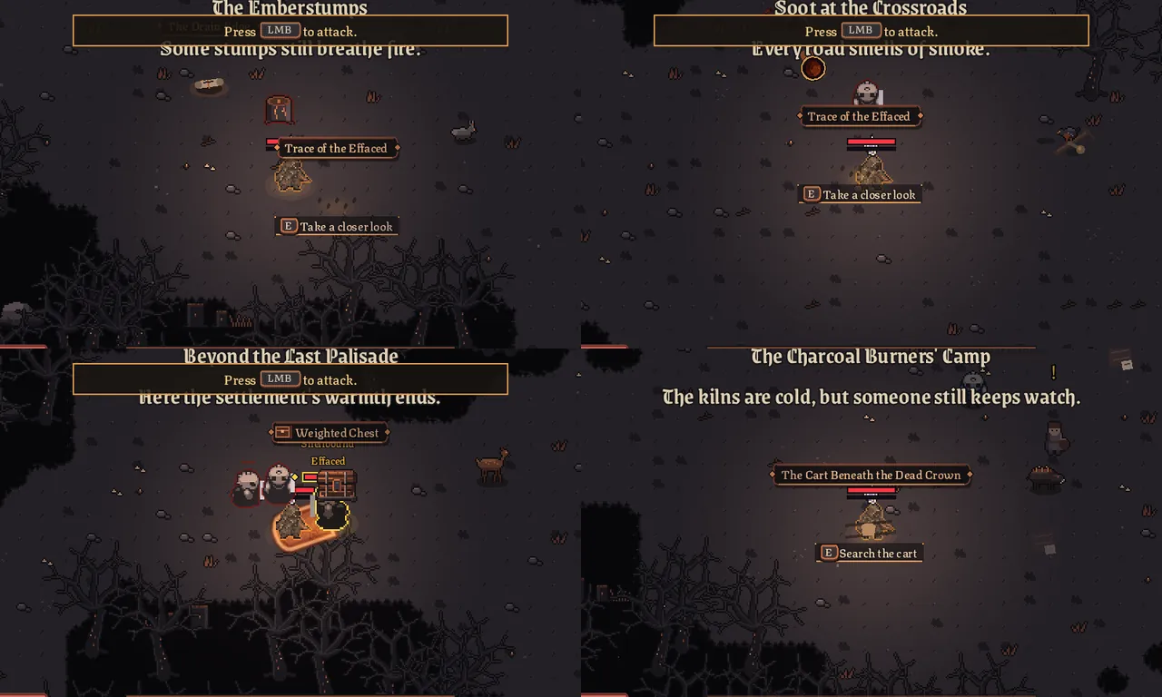 Four forest zones with their entry titles