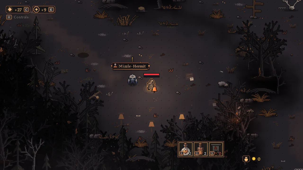 Mizzle the Hermit near the wayside shrine